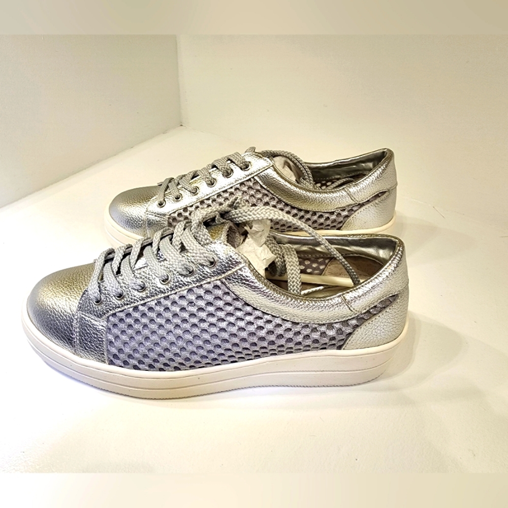 Steven - ilver Mesh Women's Sneakers - Size 7.5